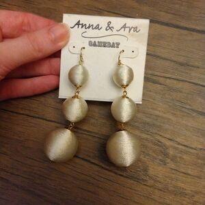 Anna and ava GameDay white threaded ball earrings